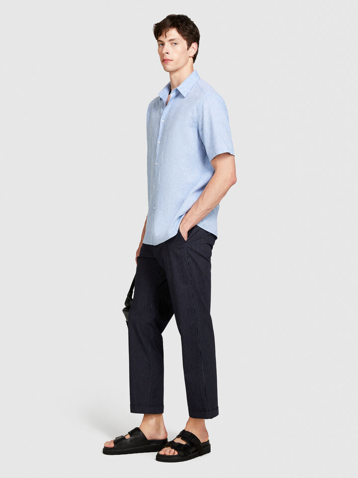 Short sleeve shirt in linen blend - men's regular fit shirts - Light Blue | Sisley image number 2